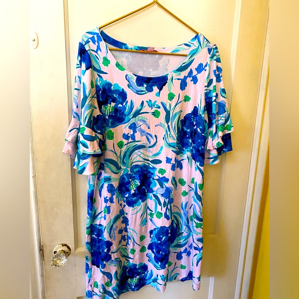 Lilly Pulitzer Blue and Green Floral Mini Dress